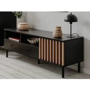 TV skrinka Monea, čierny/dub artisan% vyobraziť