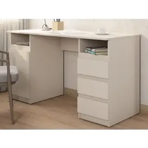 Písací stôl s 3 zásuvkami Carlos, béžový kašmír% vyobraziť