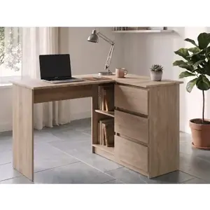 Rohový písací stôl s regálom Marcus, dub sonoma% vyobraziť