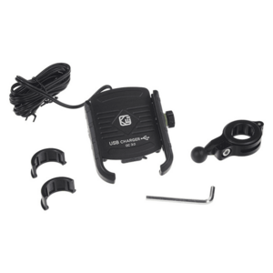 Držiak telefónu na bicykel/motocykel STU r13usb čierny s USB nabíjačkou vyobraziť