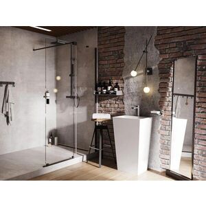 BESCO - Walk-in sprchovací kút VAYO BLACK - Farba rámu zásteny - Hliník čierny, Rozmer A - 110, Rozmer C - 200, Smer zatváranie - Univerzálny Ľavé / Pravé, Výplň - Číre bezpečnostné sklo - 8 mm BCVAYO110BC vyobraziť
