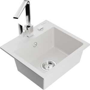MEXEN/S - Milo granitový drez 1-miska vrátane batérie Rita, biela 6505-20-670300-00 vyobraziť