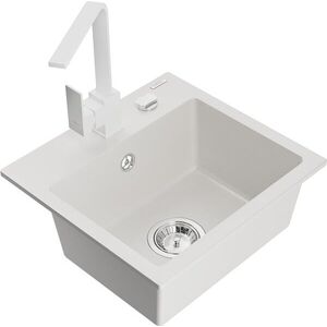 MEXEN/S - Milo granitový drez 1-miska vrátane batérie Rita, biela 6505-20-670300-20 vyobraziť