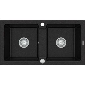 MEXEN - Mario granitový drez dve mísy 820x436 mm, čierna / strieborná metalíza 6504822000-73 vyobraziť