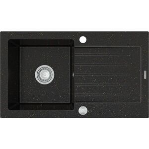 MEXEN - Pablo granitový drez 1 s odkvapkávačom 752x436 mm, čierna / zlatá kovová 6510751010-75 vyobraziť