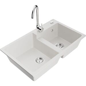 MEXEN/S - Tomas granitový drez 2-bowl vrátane batérie Telma, biela 6516-20-670200-00 vyobraziť