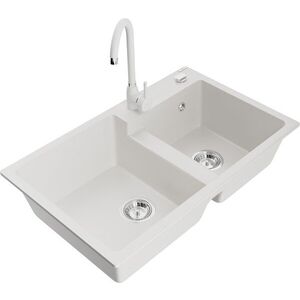 MEXEN/S - Tomas granitový drez 2-bowl vrátane batérie Telma, biela 6516-20-670200-20 vyobraziť