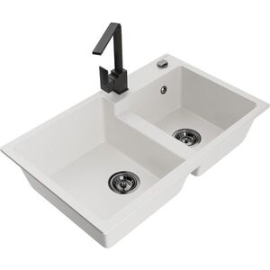 MEXEN/S - Tomas granitový drez 2-bowl vrátane batérie Rita, biela 6516-20-670300-70 vyobraziť
