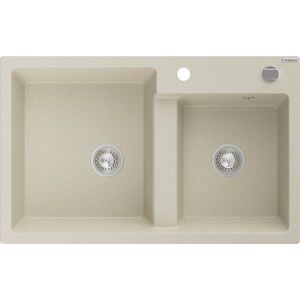 MEXEN - Tomas granitový drez 2-bowl 800x500 mm, béžový, sifón chróm 6516802000-69 vyobraziť