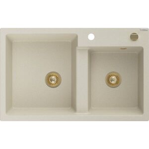 MEXEN/S - Tomas granitový drez 2-bowl 800x500 mm, béžová, sifón zołty 6516802000-69-G vyobraziť