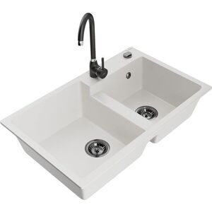 MEXEN/S - Tomas granitový drez 2-bowl vrátane batérie Telma, biela 6516-20-670200-70 vyobraziť