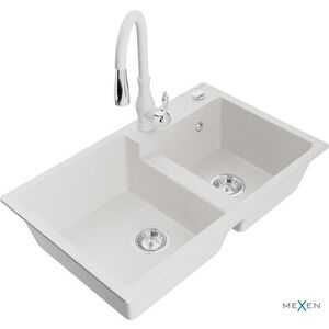 MEXEN/S - Tomas granitový drez 2-bowl vrátane batérie Savita, biela 6516-20-672601-20 vyobraziť