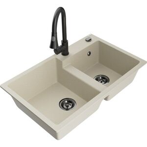 MEXEN/S - Tomas granitový drez 2-bowl vrátane batérie Elia, béžová 6516-69-670101-70 vyobraziť