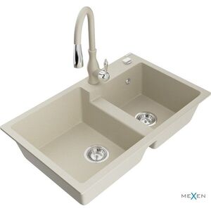 MEXEN/S - Tomas granitový drez 2-bowl vrátane batérie Savita, béžová 6516-69-672601-69 vyobraziť