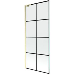 MEXEN/S - Next L vaňová zástena FIX 80 x 150, čierna vzor, zlatá kartáčovaná 895-080-000-03-77-55 vyobraziť