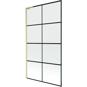 MEXEN/S - Next L vaňová zástena FIX 100 x 150, čierna vzor, zlatá kartáčovaná 895-100-000-03-77-55 vyobraziť