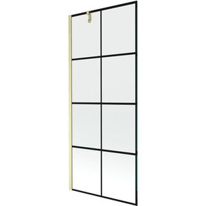 MEXEN/S - Next vaňová zástena FIX 80 x 150, čierna vzor, zlatá kartáčovaná 895-080-000-00-77-55 vyobraziť