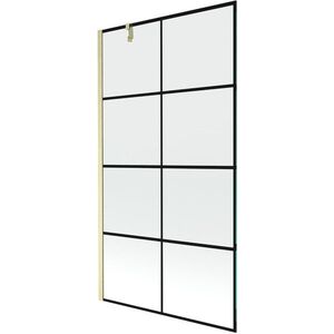 MEXEN/S - Next vaňová zástena FIX 100 x 150, čierna vzor, zlatá kartáčovaná 895-100-000-00-77-55 vyobraziť