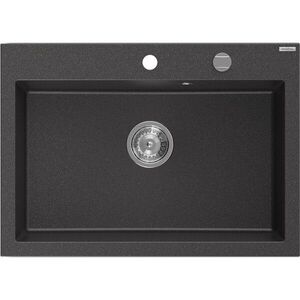 MEXEN - Elix granitový drez 1-miska 700 x 500 mm, čierna kropenatá, sifón chróm 6526701005-76 vyobraziť