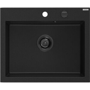 MEXEN/S - Elix granitový drez 1-miska 600 x 500 mm, čierna, sifón čierna 6525601005-77-B vyobraziť