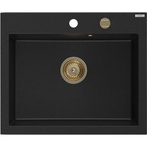 MEXEN/S - Elix granitový drez 1-miska 600 x 500 mm, čierna, sifón zlatá 6525601005-77-G vyobraziť