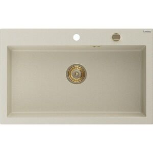 MEXEN/S - Elix granitový drez 1-miska 800 x 500 mm, béžový, sifón zlatá 6527801005-69-G vyobraziť