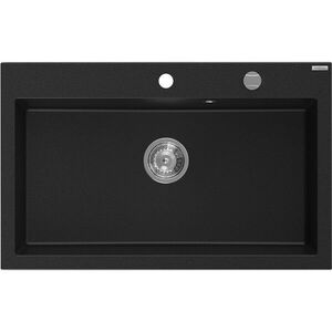 MEXEN - Elix granitový drez 1-miska 800 x 500 mm, čierna, sifón chróm 6527801005-77 vyobraziť