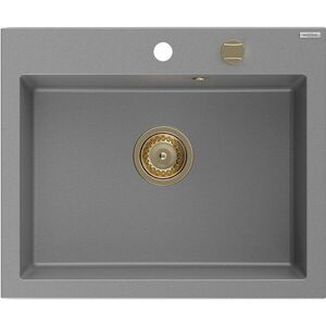 MEXEN/S - Elix granitový drez 1-miska 600 x 500 mm, sivý, sifón zlatá 6525601005-71-G vyobraziť