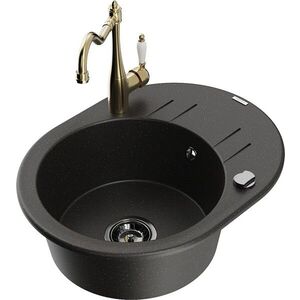 MEXEN/S - Kevin granitový drez 1-miska s odkvapkávačom vrátane batérie Carla, čierna/zlatá metalik 6517-75-670700-50-B vyobraziť
