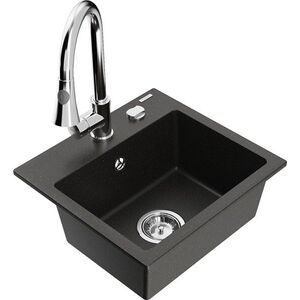 MEXEN/S - Milo granitový drez 1-miska vrátane batérie Elia, čierna/zlatá metalik 6505-75-670101-00 vyobraziť