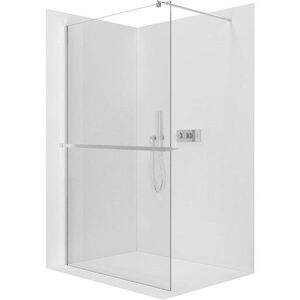 CERANO - Sprchová zástena Walk-in Onyx Round Ľ/P - 8 mm + polička/držiak na uteráky - okrúhla vzpera - chróm, transparentné sklo - 50x200 CER-477158 vyobraziť