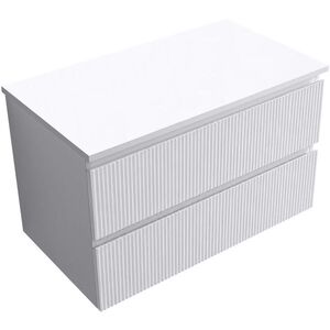 CERANO - Kúpeľňová skrinka Carole - biela matná ryhovaná + doska pod umývadlo z lit. mramoru Elanys - 12 mm - biela matná - 80x49, 2x46 CER-718996 vyobraziť