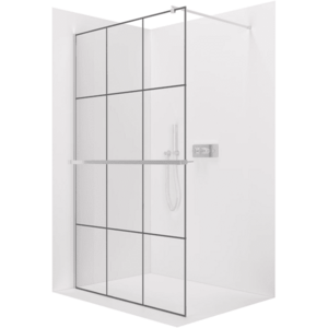 CERANO - Sprchová zástěna Walk-in Onyx Round L/P - 8 mm + polička/držák na ručníky - kulatá vzpěra - chrom, industriální sklo - 160x200 CER-8050BD371 vyobraziť
