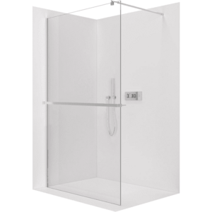 CERANO - Sprchová zástěna Walk-in Onyx Round L/P - 8 mm + polička/držák na ručníky - kulatá vzpěra - chrom, transparentní sklo - 120x200 CER-477218 vyobraziť