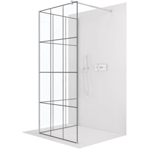 CERANO - Sprchová zástěna Walk-in Onyx Corner Round L/P - 8 mm - kulatá vzpěra - chrom, industriální sklo - 110x90x200 CER-8050BD71910 vyobraziť