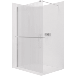 CERANO - Sprchová zástěna Walk-in Onyx Round L/P - 8 mm + polička/držák na ručníky - kulatá vzpěra - chrom, rýhované sklo - 90x200 CER-8050BD407 vyobraziť