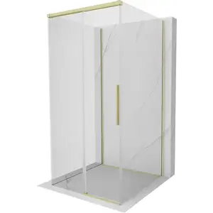 MEXEN/S - Rox-3S sprchovací kút 3 stenný, posuvný 90 x 90, transparent, zlato kartáčovaná 8C2-090-090-55-00-3S vyobraziť