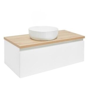 Kúpeľňová skrinka s krycou doskou SAT B-WAY 99x30x45 cm biela lesk BWAY100WDOAK BWAY100WDOAK vyobraziť