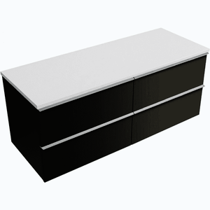 CERANO - Kúpeľňová skrinka Velora - čierna matná, úchytka chrómová + doska z lit. mramoru Elanys - 12 mm - biela matná - 120x54, 2x46, 5 CER-679432 vyobraziť