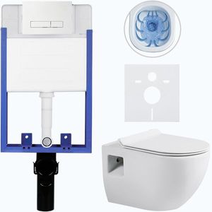 CERANO - Kompletný podomietkový WC set Lite/Dure - biela lesklá - WC tlačidlo Slim, biele - na zamurovanie - 51x35 CER-665875 vyobraziť