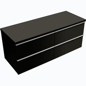 CERANO - Kúpeľňová skrinka Velora - čierna matná, úchytka chrómová + doska pod umývadlo Navira Pro - 36 mm - 120x56, 6x46, 5 CER-668579 vyobraziť