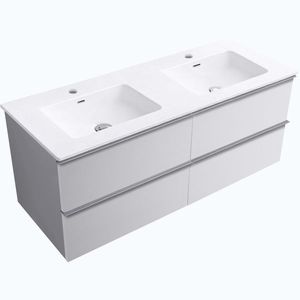 CERANO - Kúpeľňová skrinka Velora - biela matná, úchytka chróm + keramické umývadlo Novo - biela lesklá - 121x54, 5x46, 5 CER-979878 vyobraziť