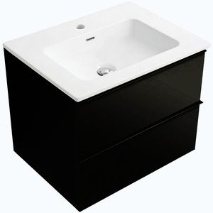 CERANO - Kúpeľňová skrinka Velora - čierna matná, úchytka čierna + keramické umývadlo Novo - biela lesklá - 61x54, 5x46, 5 CER-979889 vyobraziť
