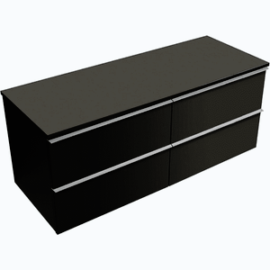 CERANO - Kúpeľňová skrinka Velora - čierna matná, úchytka chrómová + doska pod umývadlo Navira Slim - 18 mm - 120x54, 8x46, 5 CER-664774 vyobraziť