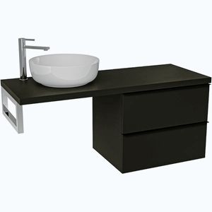 CERANO - Kúpeľňová skrinka Velora - čierna matná, úchytka čierna + doska pod umývadlo Navira Pro - 36 mm + konzola chróm - 120x56, 6x46, 5 CER-667853 vyobraziť