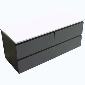 CERANO - Koupelnová skříňka Carole - antracitová + deska z lit. mramoru Elanys - 12 mm - bílá matná - 120x49, 2x46 CER-308858 vyobraziť