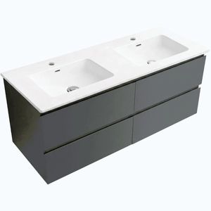CERANO - Koupelnová skříňka Carole - antracitová + keramické dvojumyvadlo Novo - bílá lesklá - 121x49, 5x46, 5 CER-669727 vyobraziť