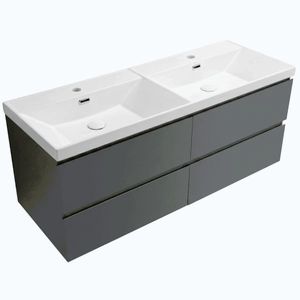 CERANO - Koupelnová skříňka Carole - antracitová + keramické dvojumyvadlo Viano - bílá lesklá - 121, 5x53x46, 4 CER-727040 vyobraziť