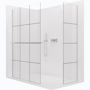 CERANO - Sprchová zástena Walk-in Crystal TL/P - 8 mm - bezvzperový systém + polička/držiak na uteráky - chróm, industriálne sklo - 140x140x200 CER-8050BD6579 vyobraziť