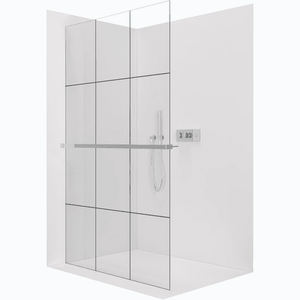 CERANO - Sprchová zástena Walk-in Crystal Ľ/P - 8 mm + polička/držiak na uteráky - bezvzperový systém - chróm, industriálne sklo - 90x200 CER-8050BD6825 vyobraziť